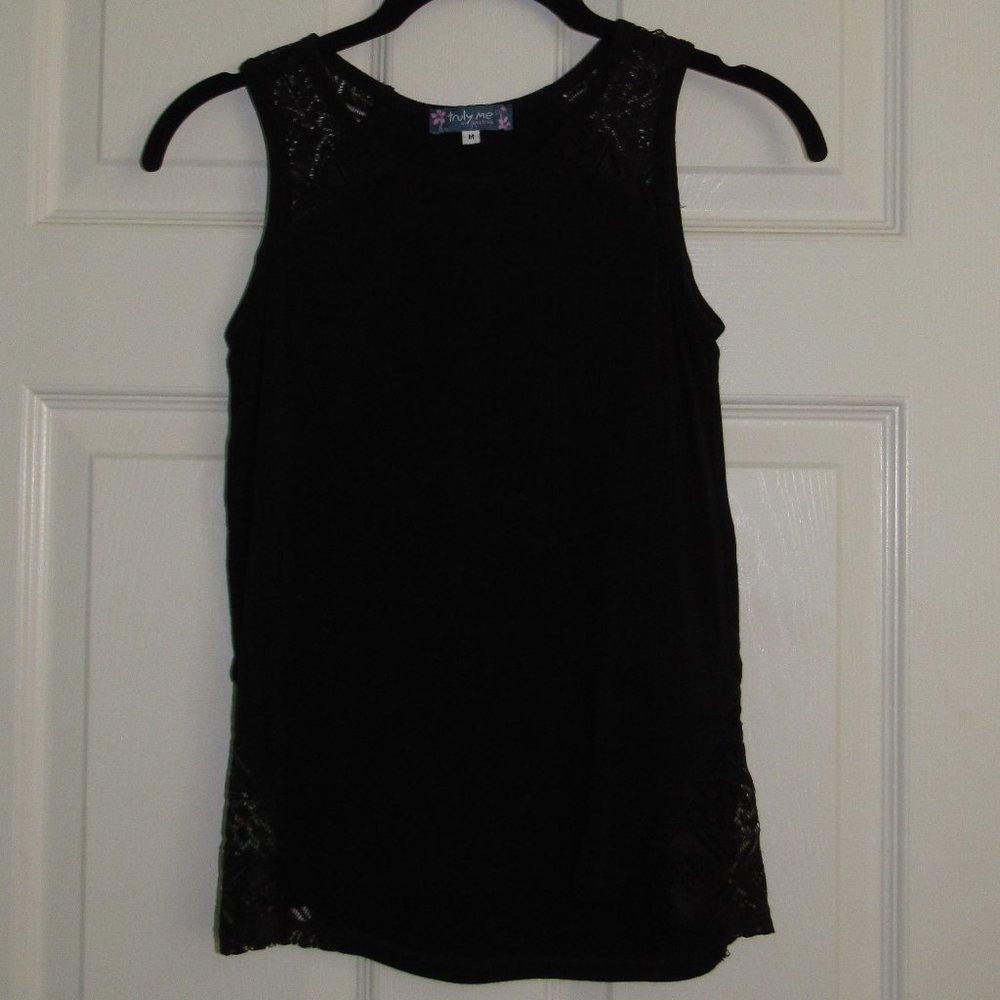 Truly Me by Sara Sara Black Lace Soft Stretchy Tank, M (but more like Small)